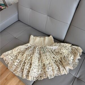 ANTICA SARTORIA by GIACOMO CINQUE Elegant Sand Lace A-Line Skirt - NWT